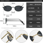 SHAUNA Gafas de sol retro con montura metálica ovalada pequeña para mujer UV400 Gafas de sol punk para hombre