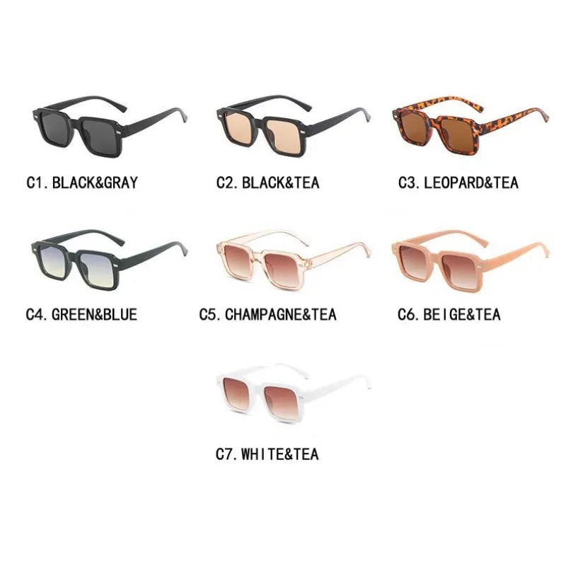 Gafas de sol rectangulares retro con montura pequeña para mujer