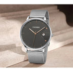 CADISEN Swiss Ronda 715 Quartz Watch Mans 7MM Ultra-thin Dial Sapphire Luminous Stainless Steel Milano Mesh Strap Watches Men
