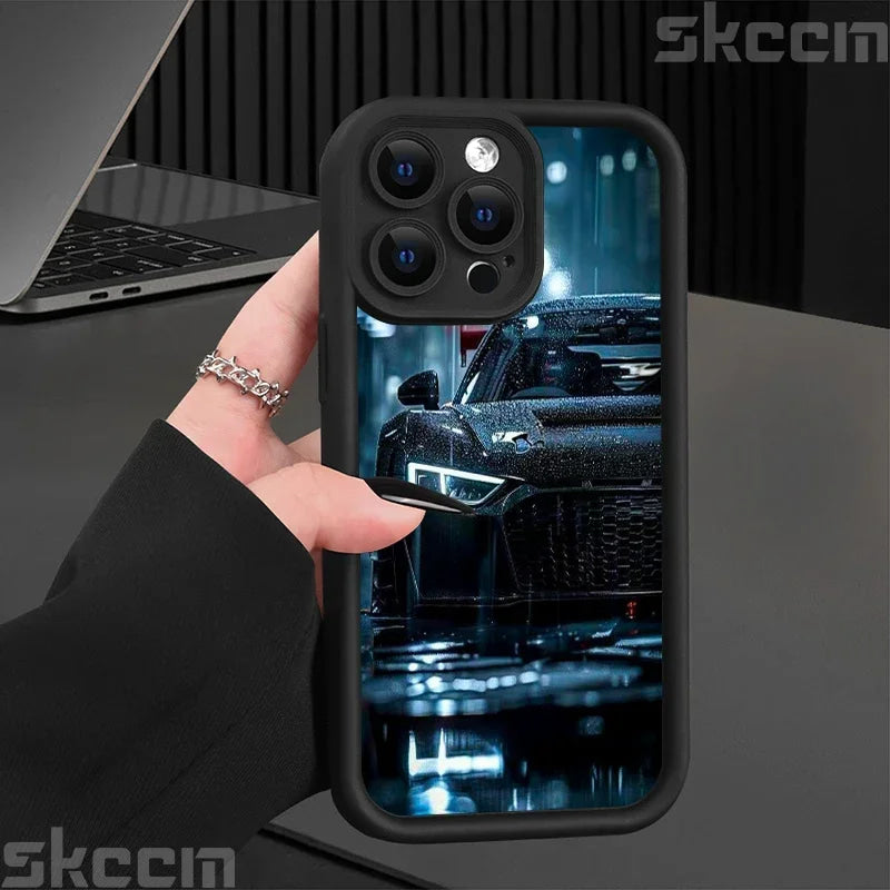 Fashions Car Pattern Silicone Phone Case For iPhone 17 16 Pro Max 15 14 11 12 13 7 8 16 Plus XS X XR Matte Shockproof Soft Cover