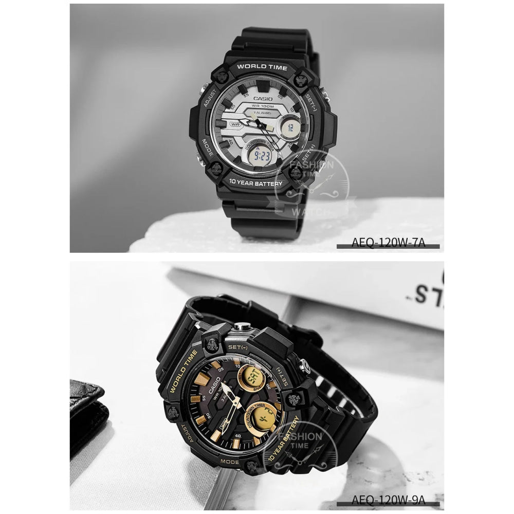 Casio Men's Dual display Multi-function electronic watch AEQ-120W series
