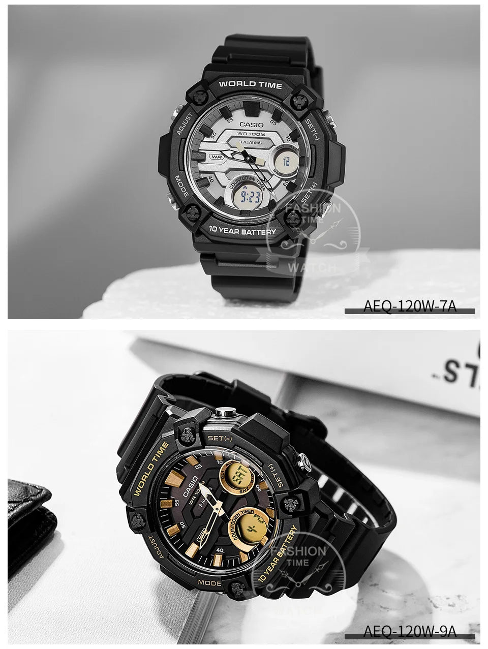 Casio Men's Dual display Multi-function electronic watch AEQ-120W series