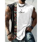 Summer New Men's Vest T Shirt Patterned Tribal Round Neck Clothing Daily Fitness Sports Vintage Sleeveless Printed Ethnic Tops