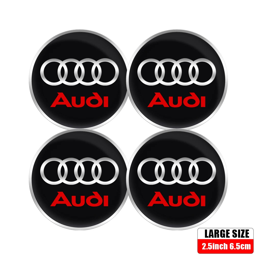 4pcs 56/65mm Car Wheel Center Hub Stickers 60/68mm Wheel Center Hub Caps Cover For AUDI A3 A4 A1 Q3 Q4 Q5 Q6 Q7 Q8 TT RS Sline