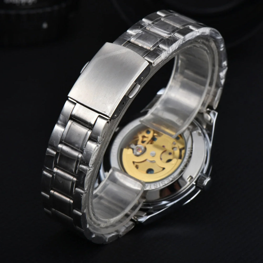 Orient Watch  Double Lion Japanese Fully Automatic Mechanical Watch Hollowed Out Business Men's Watch Stainless Steel Strip