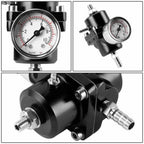 Universal 1Set Adjustable Fuel Pressure Regulator + Gauge+ Fitting Kit Aluminum Black Blue Red Silver