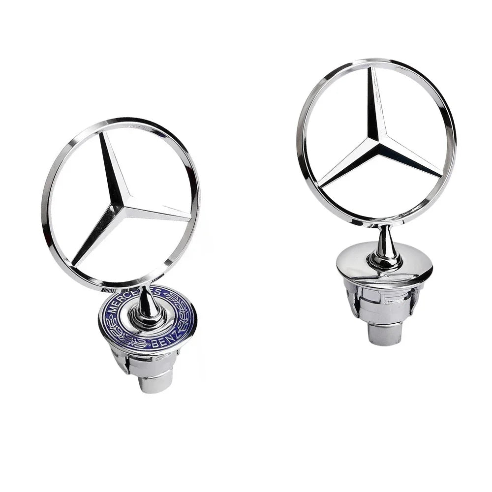 44mm 3D Metal Blue Chrome Star Bonnet Hood Logo Emblem Badge for Mercedes Benz W205 W204 AMG GLC CLA Interior Moulding LBMSLK