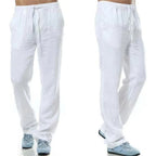 Men's Cotton Linen Pants Male Autumn New Breathable Solid Color Linen Trousers Fitness Streetwear Back With Pocket
