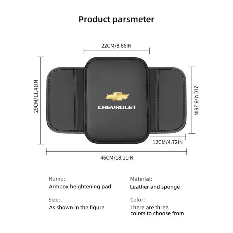 Car Armrest Cushion Leather Arm Rest Box Pad With Storage Bag For Chevrolet Corvette Montana TrailBlazer Silverado Traverse Bolt