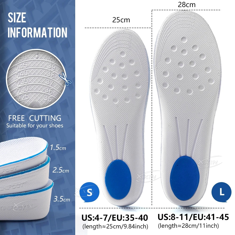 Plantillas de espuma viscoelástica para aumento de altura, almohadillas para zapatos, talla 35-46, 1,5/2,5/3,5 cm, para hombre y mujer