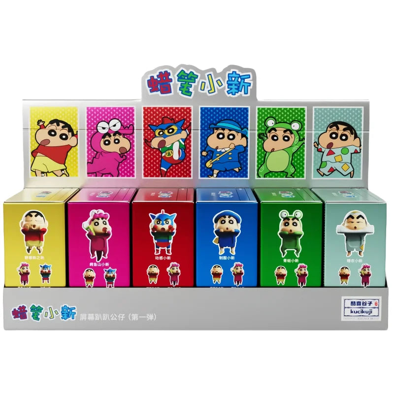 Kucikuji Original Crayon Shin Chan Blind Boxs Toys Kawaii Figures Anime Model Mobile Phone And Computer Screen Car Ornament Toys