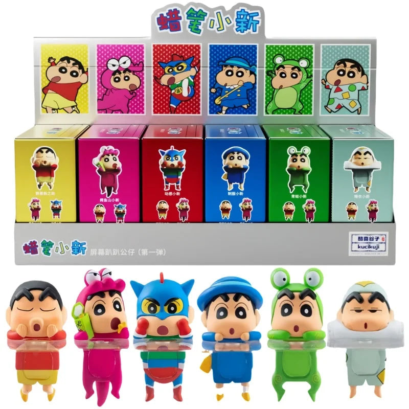 Kucikuji Original Crayon Shin Chan Blind Boxs Toys Kawaii Figures Anime Model Mobile Phone And Computer Screen Car Ornament Toys