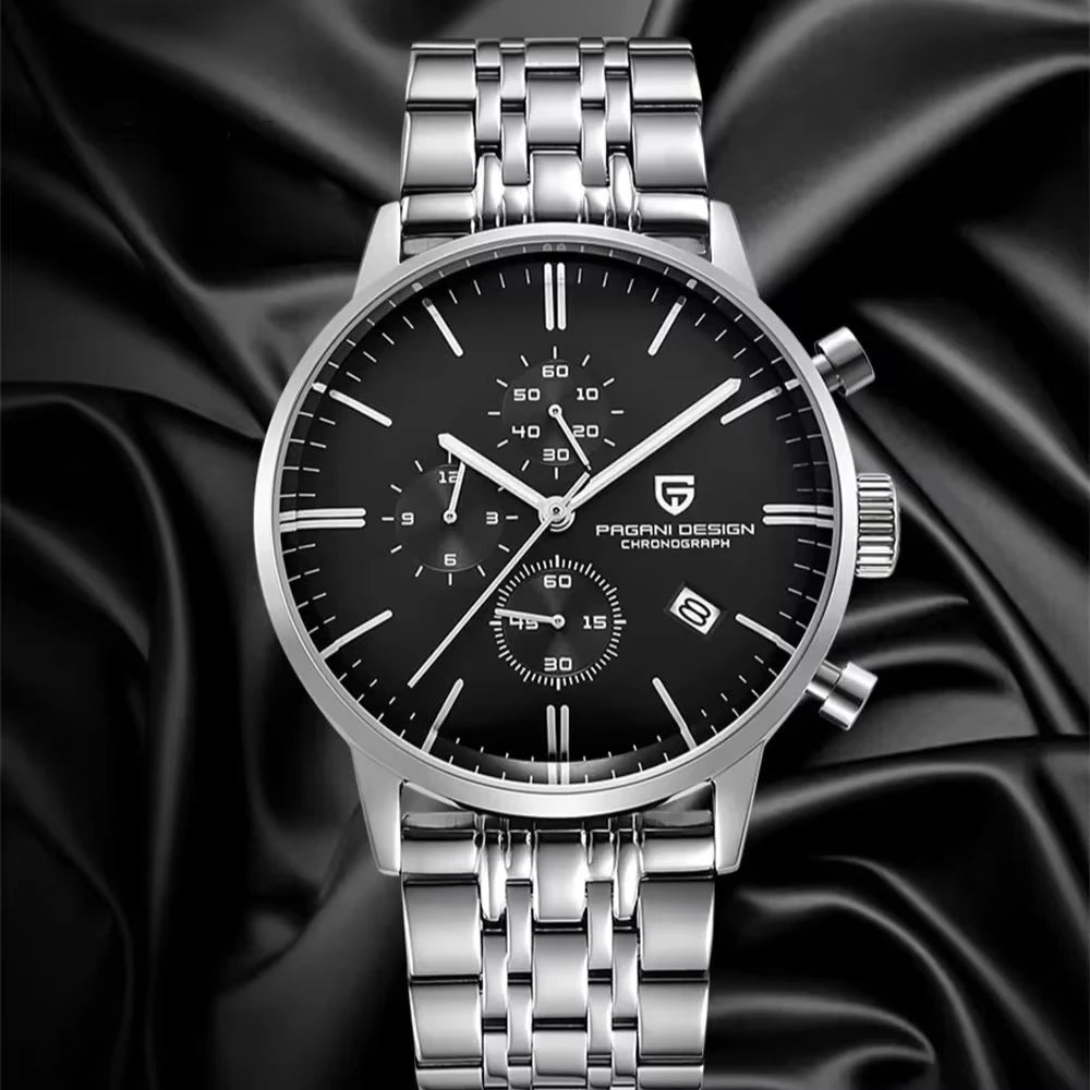 Pagani Design Fashion Luxury Men's Quartz Chronograph Watch Japan VK67 Movement Leather Strap Large Calendar PD-2720K reloj
