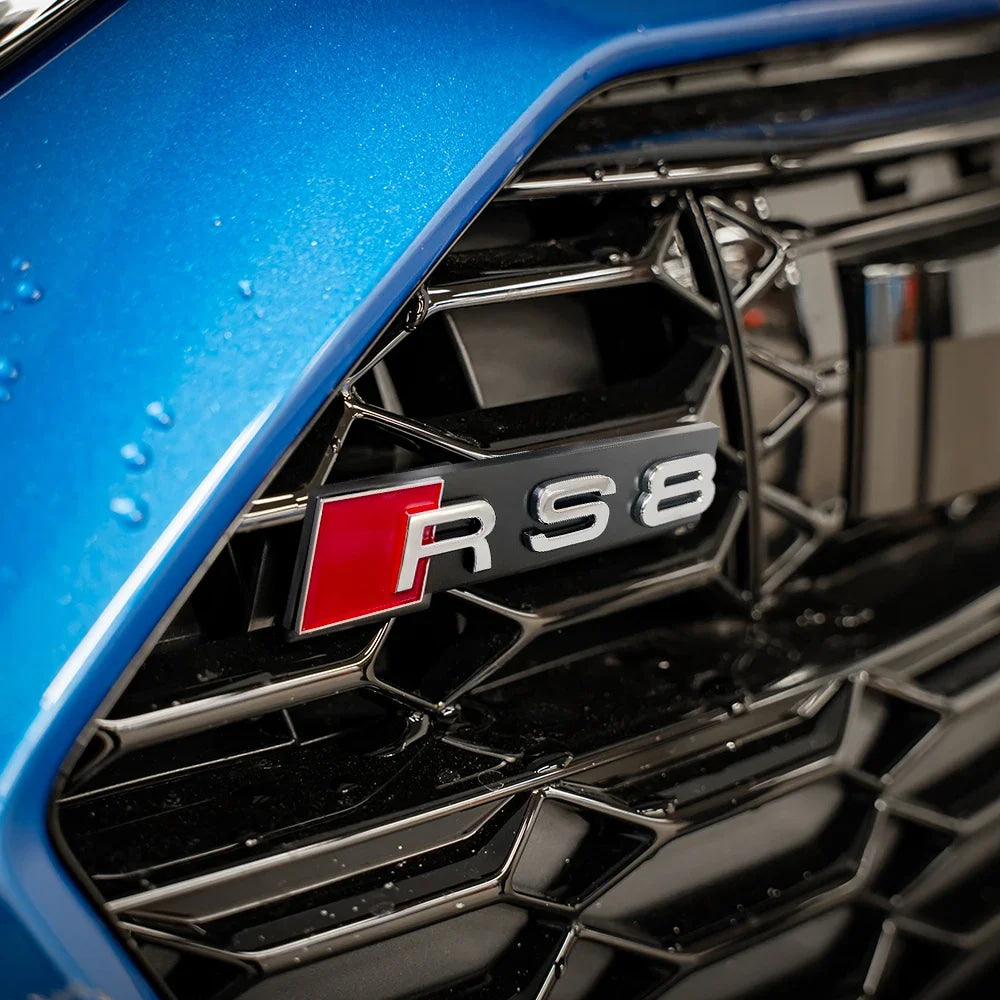 3D ABS For Audi RS6 RS4 RS3 RS5 RS8 RS7 Emblem Car Front Grille Badge Logo Decoration Stickers Exterior Modification Accessories