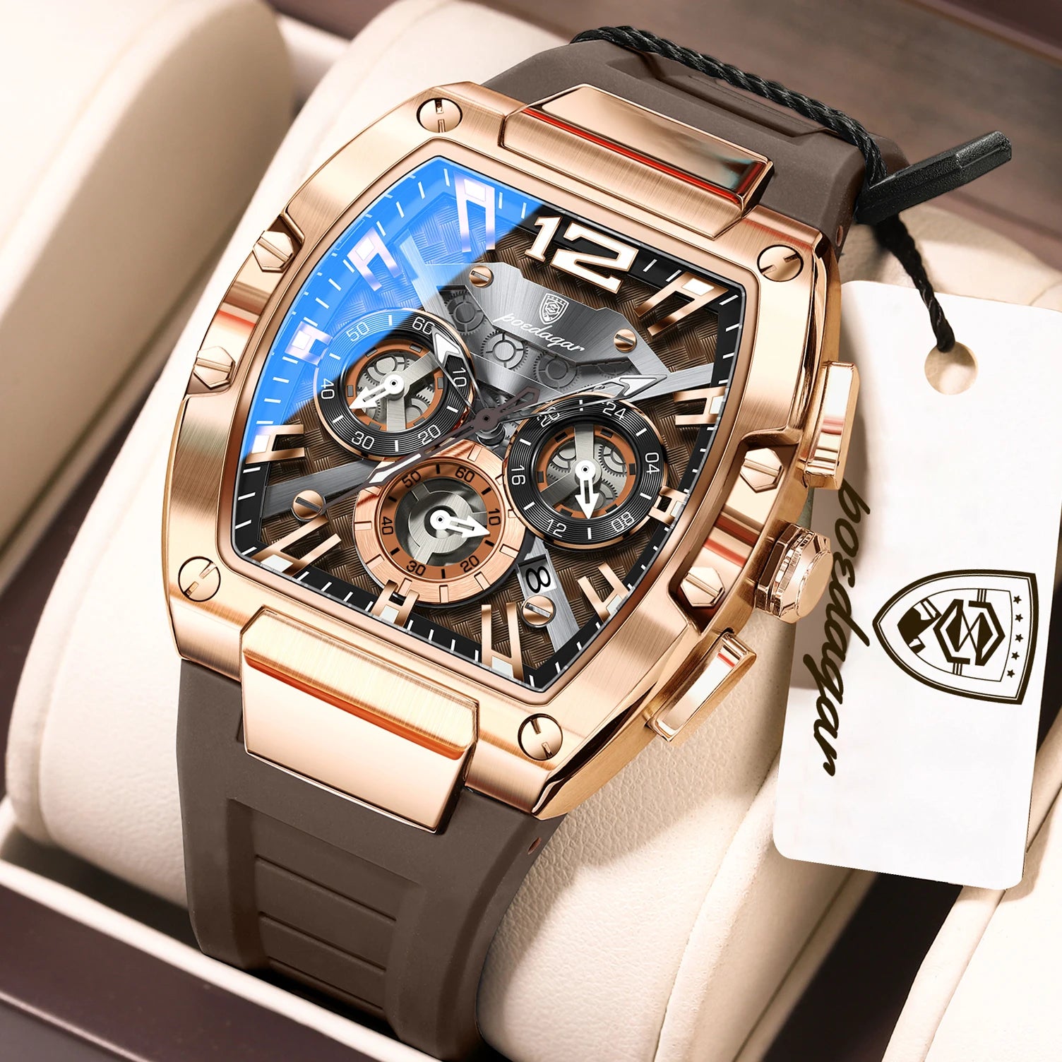 POEDAGAR Fashion Military Men's Watches Luminous Waterproof Date Sports Male Clock Chronograph Silicone Quartz Luxury Wristwatch