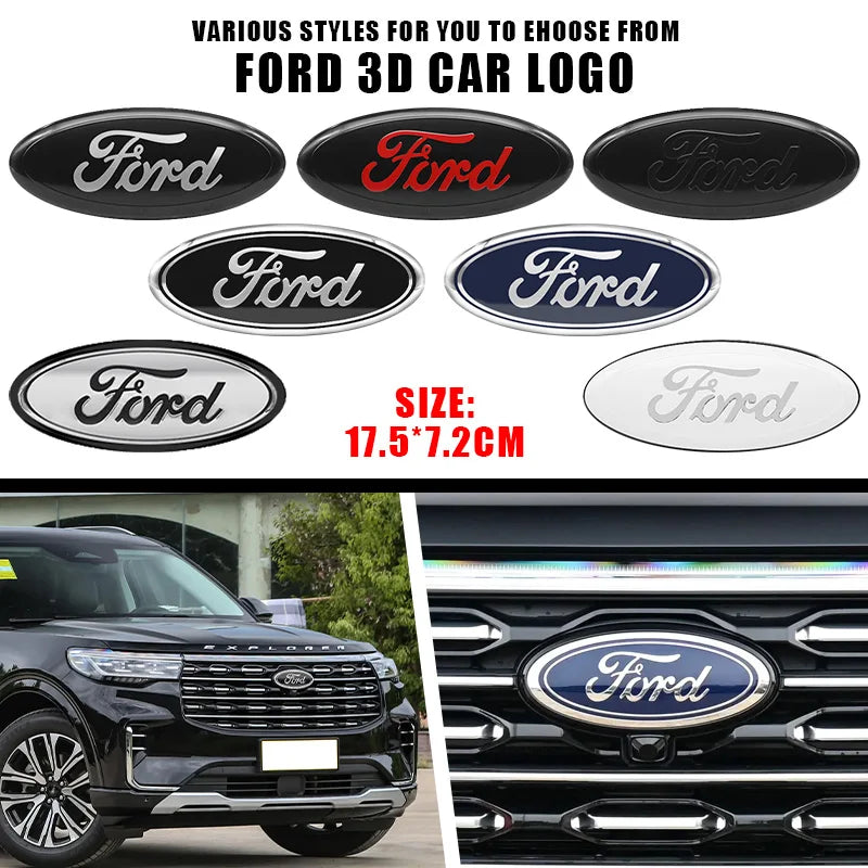 114mm/150mm/175mm Car Front Hood Emblem for Ford Fiesta Range Focus Mondeo Explorer Fusion Transit Edge Auto Rear Trunk Sticker