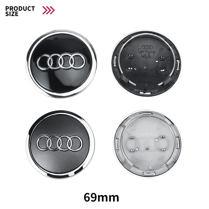 4pcs 60/61/68/69mm Car Wheel Center Hub Cap Rim Cover Car Goods For Audi B7 B5 B6 B8 B9 8P A3 A4 A5 A6 A7 A8 Q3 Q5 Q7 Q8 A1 8V