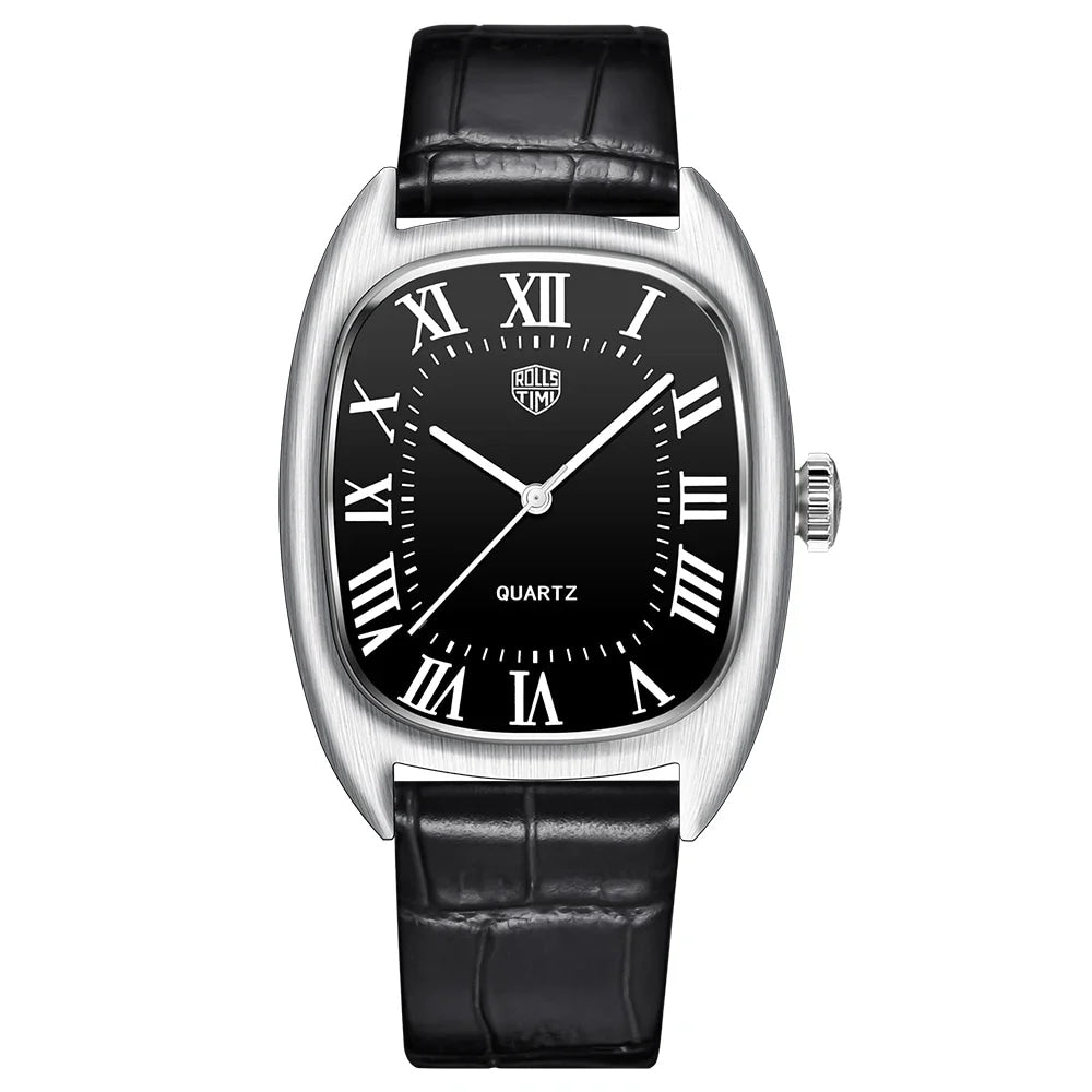 RollsTimi 2026 New Men's Watches Top Brand Luxury Oval Quartz Watch For Men Fashion Watch Man Waterproof VH31 Clock Gift Leathe