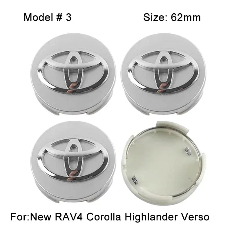 4Pcs 57/62mm Car Wheel Center Hub Cap Rim Cover For Toyota Corolla RAV4 LEVIN Yaris C-HR Camry Prius Prado  Car Auto Accessories