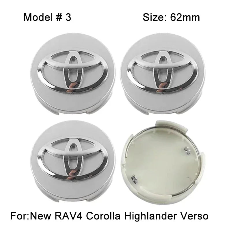 4Pcs 57/62mm Car Wheel Center Hub Cap Rim Cover For Toyota Corolla RAV4 LEVIN Yaris C-HR Camry Prius Prado  Car Auto Accessories
