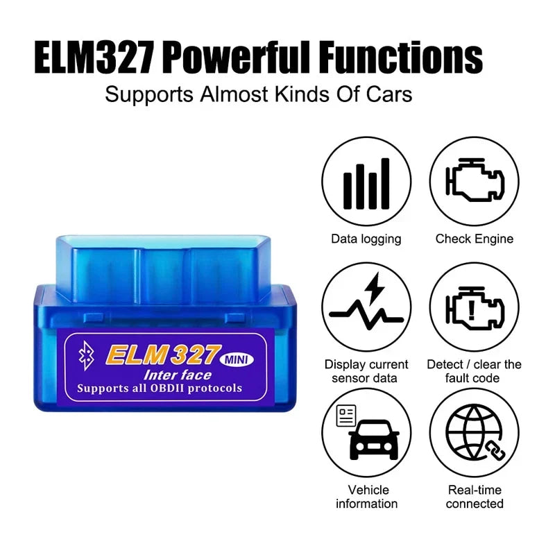 Escáner OBD2 Mini lector de códigos ELM327 V2.1, herramientas de diagnóstico de coche, herramienta de escaneo inalámbrico para comprobar el motor, Detector de fallos