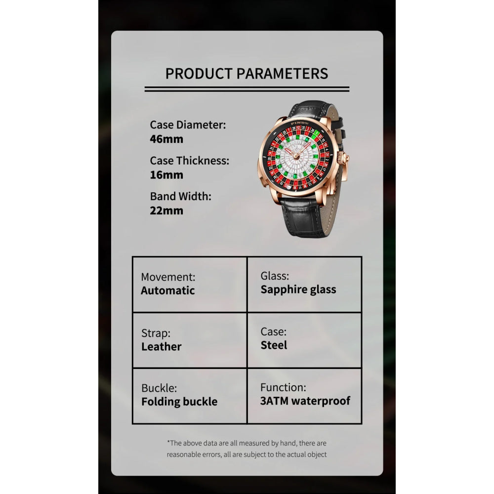 PINDU Design New NH35A Mechanical Watches Men Push Button Turn Russian Roulette Game Sapphire Mirror Diamond Dial Men's Watch