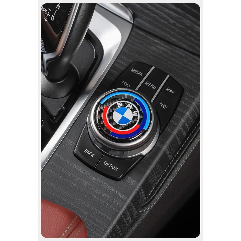 4.5CM 4.8CM Carbon Fibre Car Center Console Knob Stickers Decoration Accessories For BMW 1 2 3 4 5 6 Series GT Z4 X3 X4 X5 X6 X7