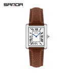 SANDA 9031/1108 Resistant Leather Strap Square Dial Waterproof Sport Casual Women Men Quartz Watches Reloj Luxury Couple Watch