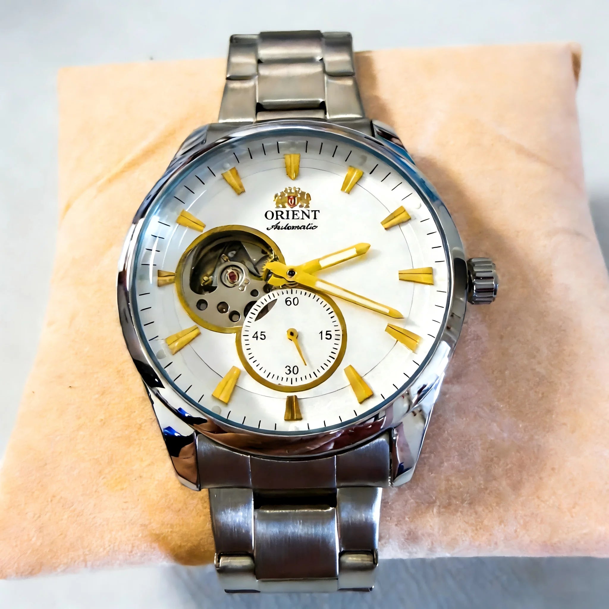 Reloj Mecánico Automático para Hombre ORIENT, Esfera Esqueleto, Correa de Acero Inoxidable, Luminoso, Resistente al Agua, Reloj de Pulsera para Negocios