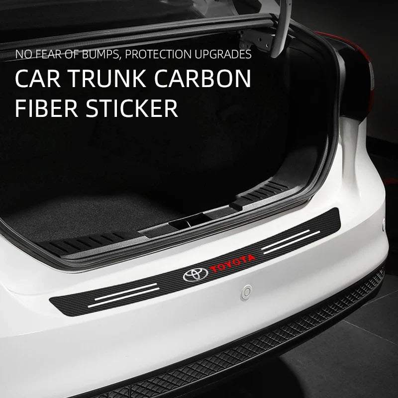 Car Door Threshold Strips Car Trunk Rear Bumper Protective Carbon fiber Leather Stickers For Toyota Camry Yaris Hilux Corolla