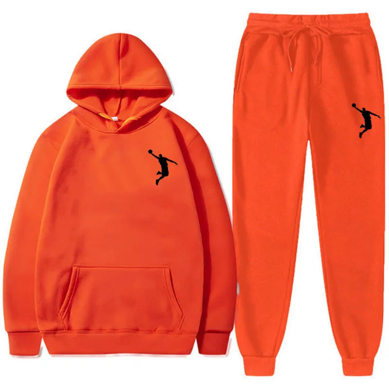 Sports Basketball Brand Sweatshirt Sweatpants Men Women 2 Pieces Sets Tracksuit Fashion Casual Hooded Sportswear Sudadera Hombre