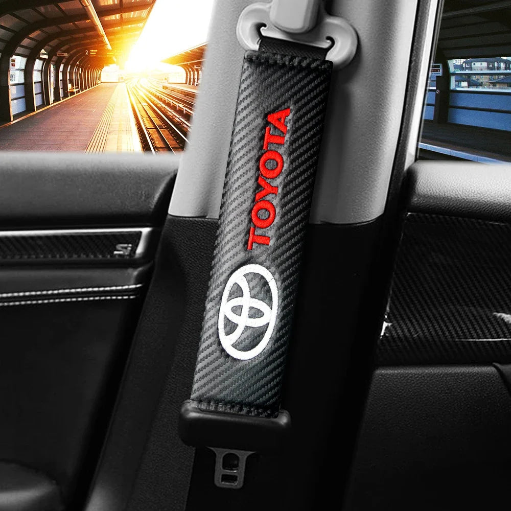 Auto sticker For Toyota Camry Car Seat Belt Cover Carbon Fiber Leather Shoulder Protection Cover Corolla E150 Rav4 Mark 2 Reiz