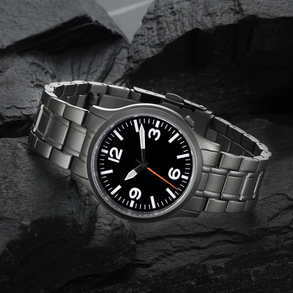 BERNY Full Titanium Watches for Men Super Luminous Sapphire Sports Field Quartz Men's Watch VH31 Wristwatch 5ATM Easy Read
