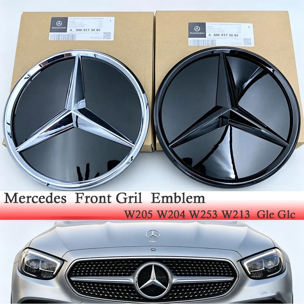 3D 185MM 205MM Front Grille Star Logo Emblem Badge Auto Accessories for Mercedes-Benz Amg C/B/E Class W205 W253 W213 GLC GLE