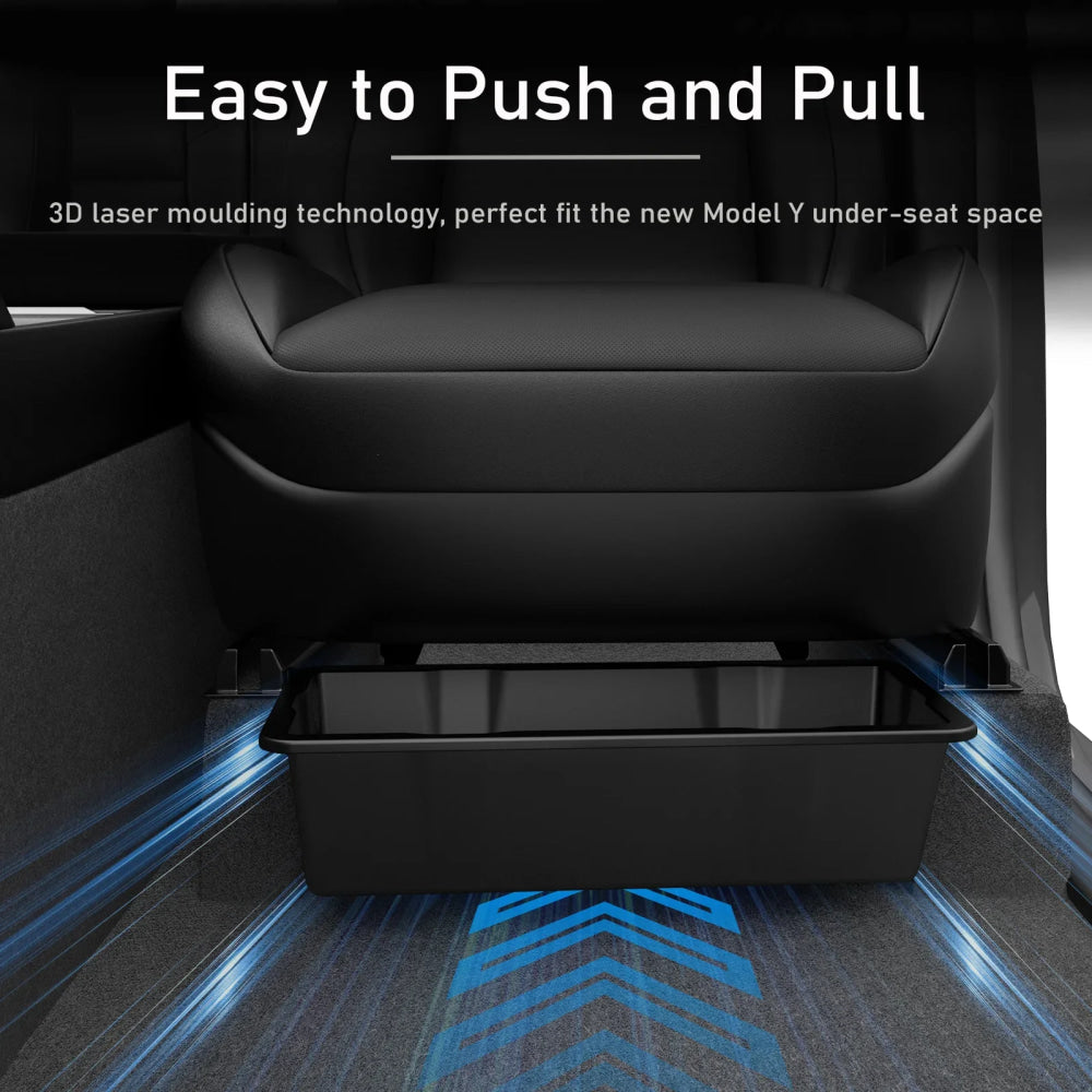 TPE Under Seat Storage Box For Tesla Model Y Juniper 2025 Center Console Organizer Bin Front Backseat Bag Trash Tray Accessories