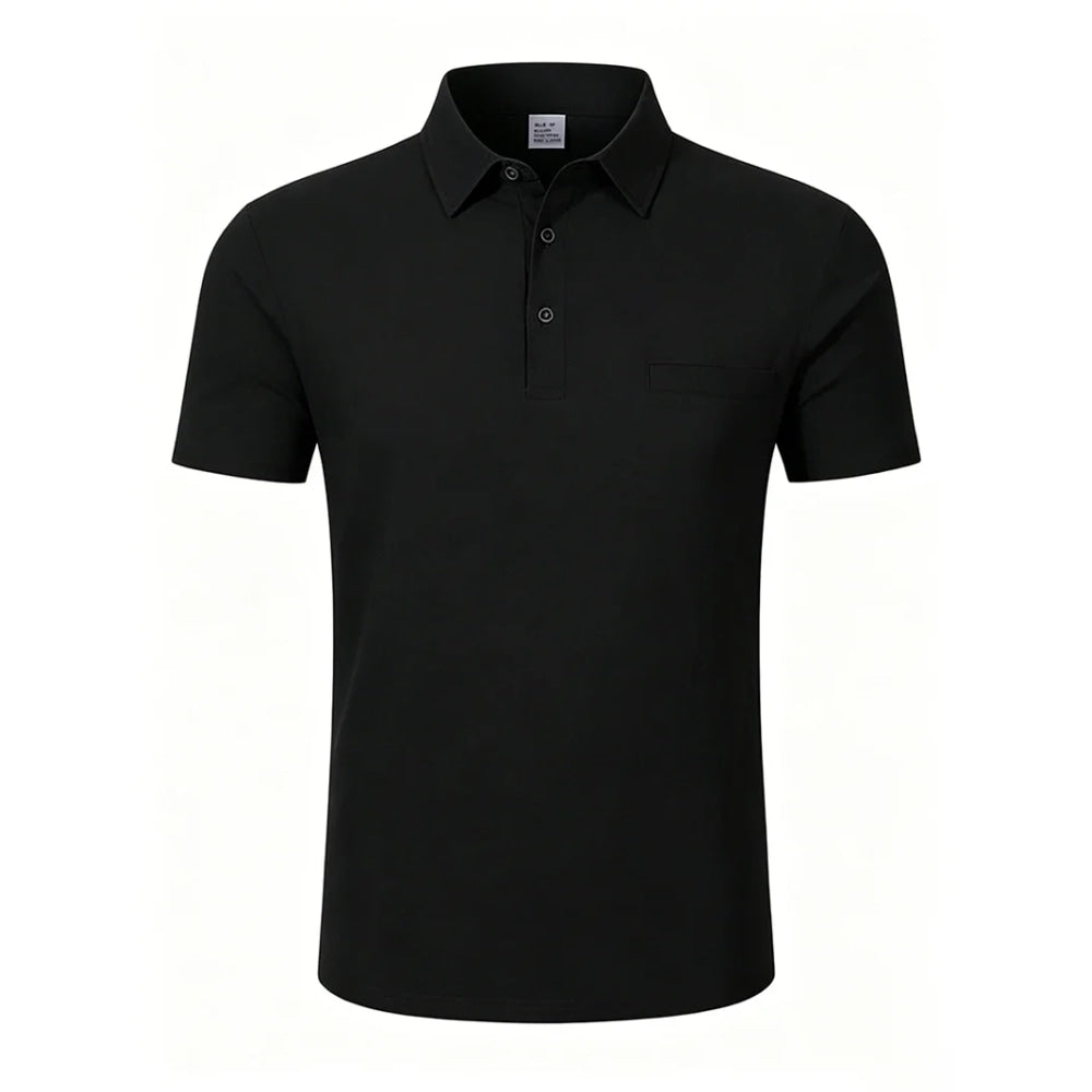 Men's Linen Blend Short Sleeve Polo Shirt Button Placket Chest Patch Breathable Casual Golf Business Work Daily Tops for Men