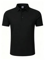 Men's Linen Blend Short Sleeve Polo Shirt Button Placket Chest Patch Breathable Casual Golf Business Work Daily Tops for Men