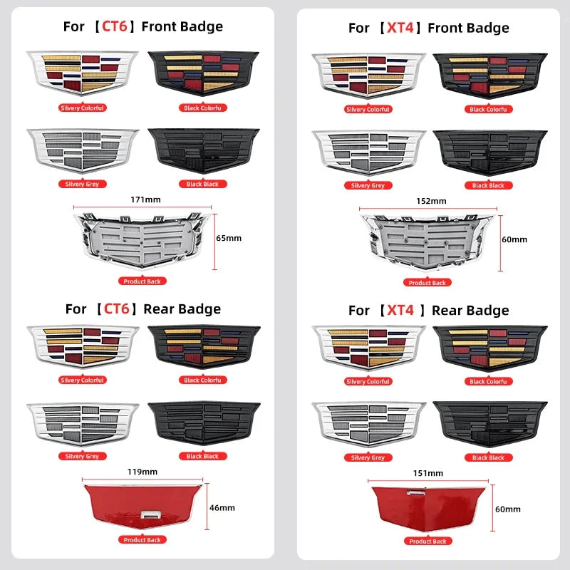 1pcs 3D ABS Car Front Grille Center Emblem Badge Rear Trunk Sticker Accessories For Cadillac CT4 CT5 CT6 XT4 XT5 XT6 XTS ATS
