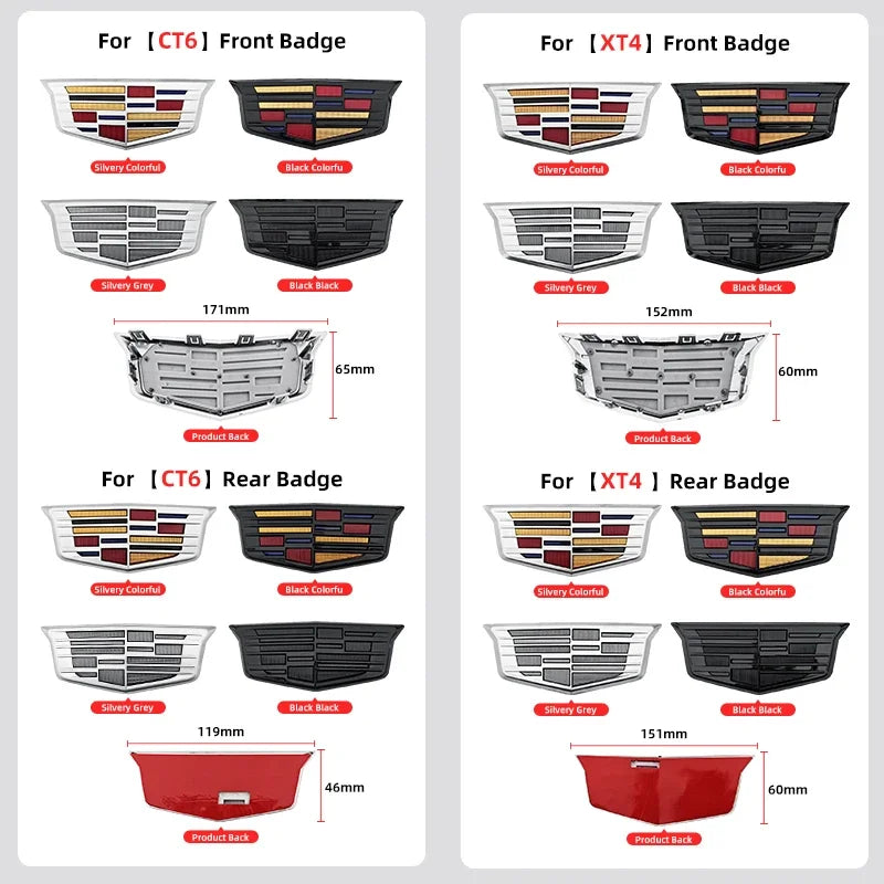 1pcs 3D ABS Car Front Grille Center Emblem Badge Rear Trunk Sticker Accessories For Cadillac CT4 CT5 CT6 XT4 XT5 XT6 XTS ATS