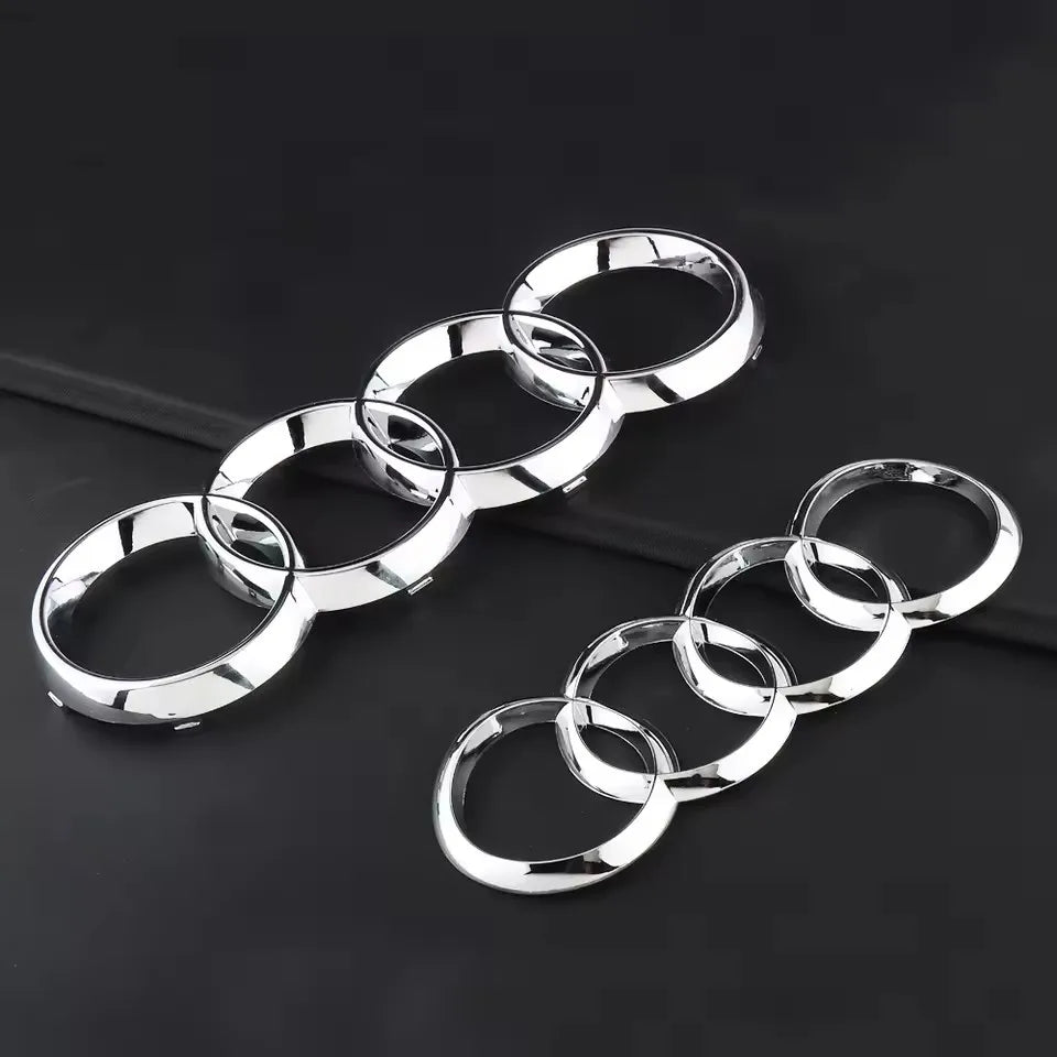 4Rings Logo ABS Chrome Black For Audi A3 A4 A5 A6 A7 A8 C7 C6 C5 B5 B6 B7 TT Car Front Hood Emblem Bonnet Auto Badge Rear Trunk
