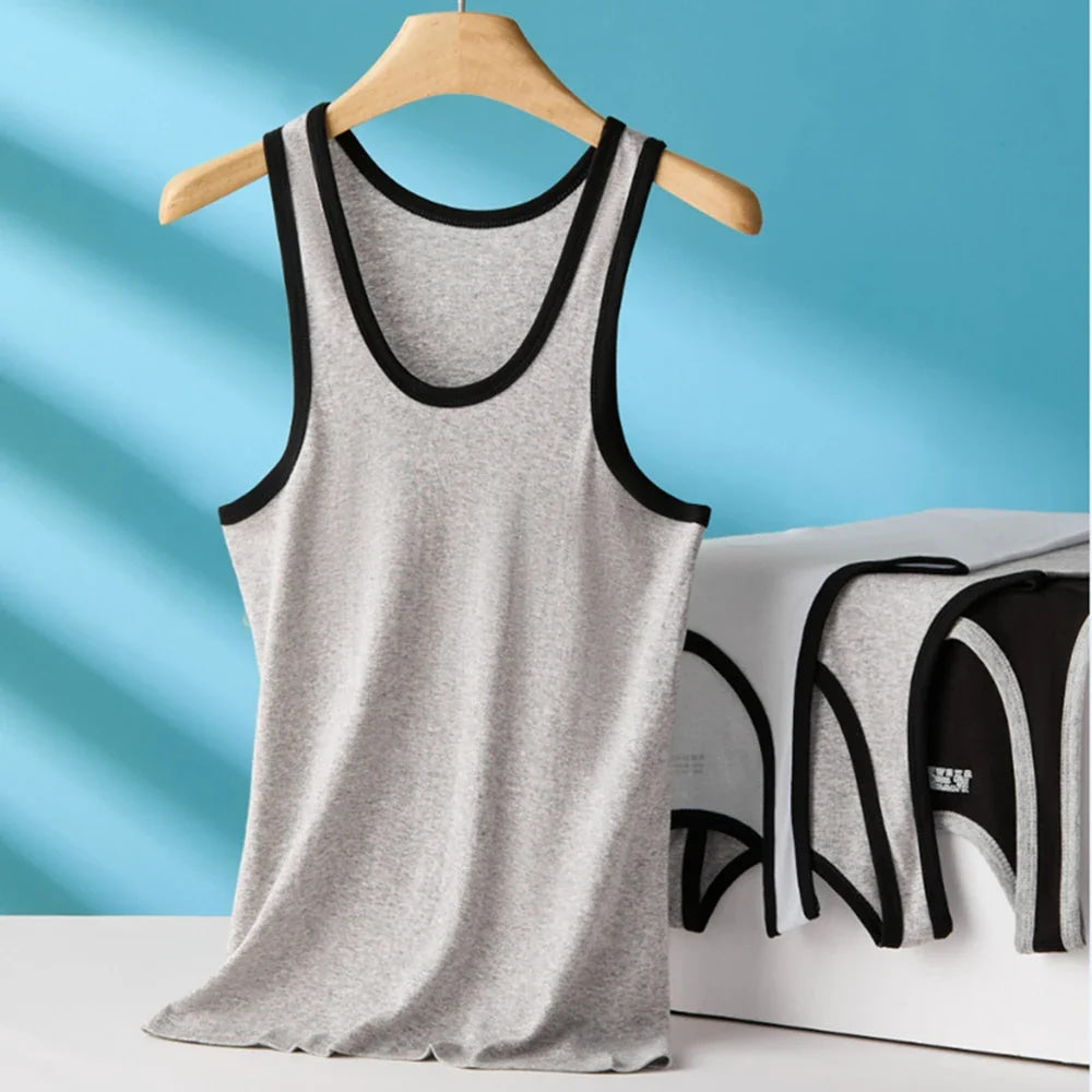 Men's Four Seasons Cotton Joker Vest White Black Color Basic Vest Fit Sports Fitness T-shirt Summer Bodybuilding Gym Tank Tops