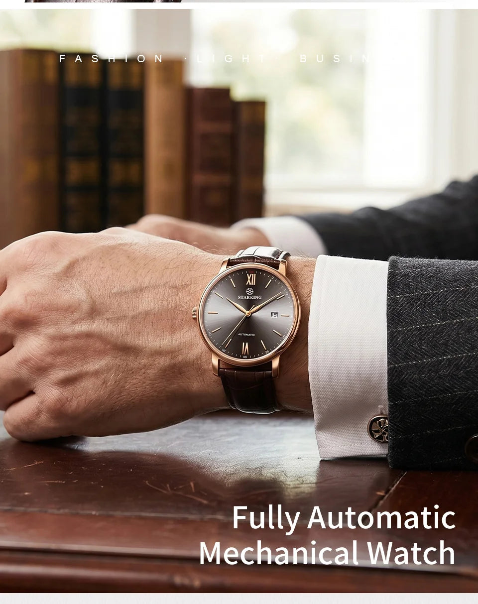 STARKING Sapphire 8215 Automatic Watch Fashion Sports Business Casual Wristwatch Waterproof Wear-resistant Watch Gifts for Men