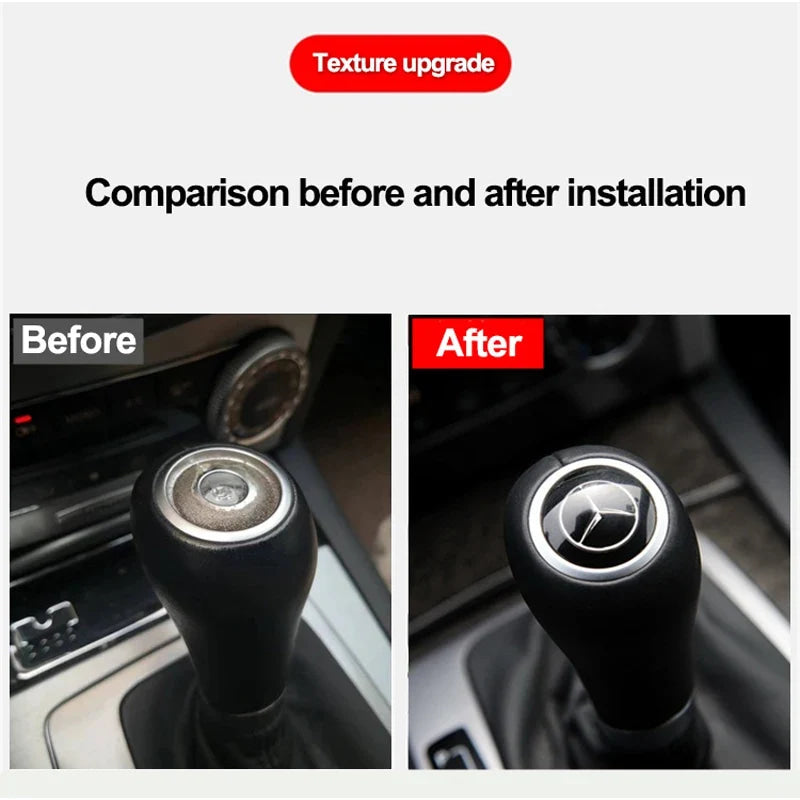 1Pcs Car Gear Shifter Head Knob Badge Sticker Emblem Decal Decor Hubcap For Mercedes Benz AMG W204 W205 W203 W211 W212 W213 W210