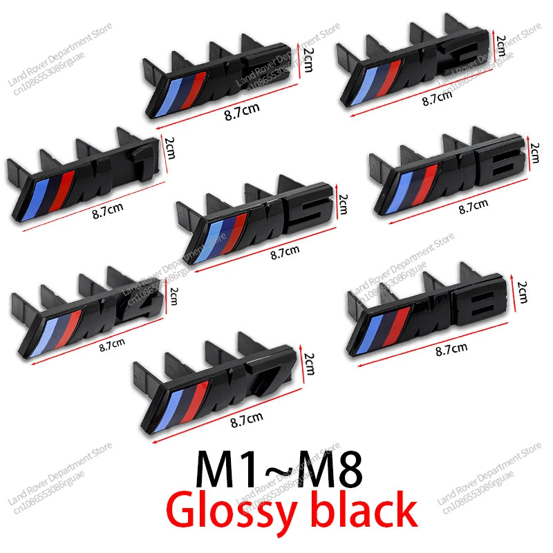 3D ABS Car Front Kidney Grille Mesh Emblem Badge Letters 1 2 3 4 5 6 7 8 Glossy Black Chrome Universal Auto Exterior Tuning Trim