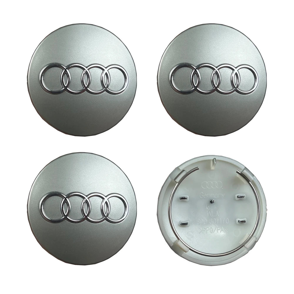 4pcs For Audi Q3 Q4 Q5 Q7 S3 S4 S5 S6 S7 TT A1 A2 A3 A4 A5 A6 A7 Q2 60mm 61mm 68mm 69mm Car Wheel Center Cap Hub Covers Badge