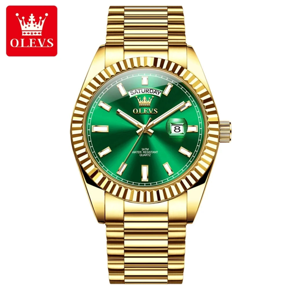 OLEVS Men's Watch Top Brand Luxury Wrist Watch For Men Fashion Rose Gold Stainless Steel Waterproof Watch Day Date Quartz Clock