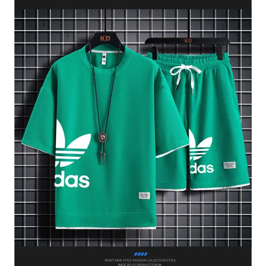 Summer 2026 New Men's pullover sportswear Set, fashionable basketball men's casual short-sleeved T-shirt + shorts two-piece set