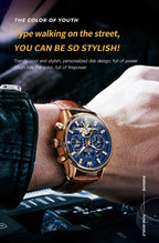 OLEVS 6658 Mens Watch Business Leather Strap Reloj  Hollow out Mechanical Automatic Wristwatch Waterproof Luminous Watch For Man