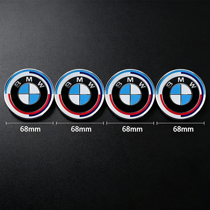 4Pcs 56/68mm Wheel Center Caps Emblem Badge For BMW 50th Anniversary E90 E60 F10 F20 G20 G30 E53 E85 E70 E84 F48 1/3/5/7 Series