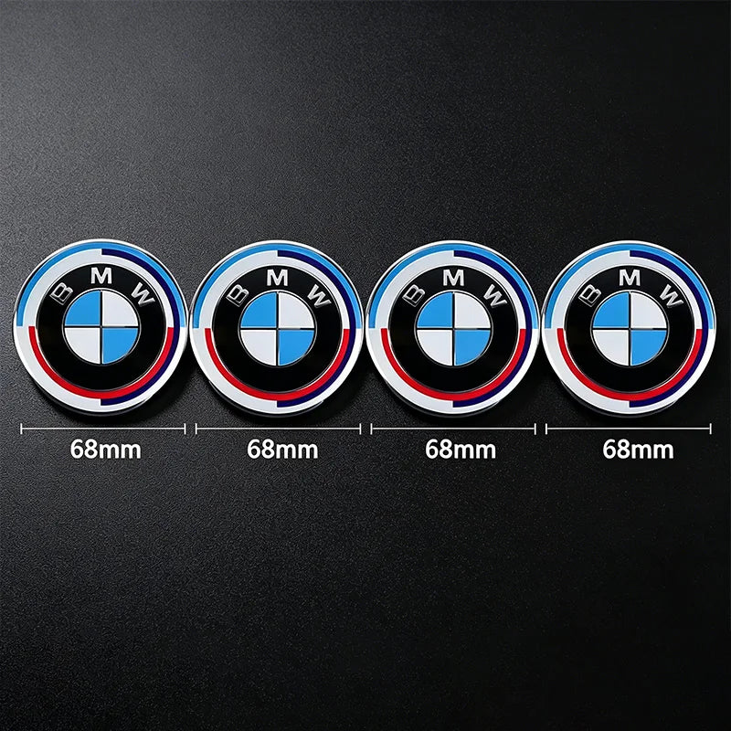 4Pcs 56/68mm Wheel Center Caps Emblem Badge For BMW 50th Anniversary E90 E60 F10 F20 G20 G30 E53 E85 E70 E84 F48 1/3/5/7 Series